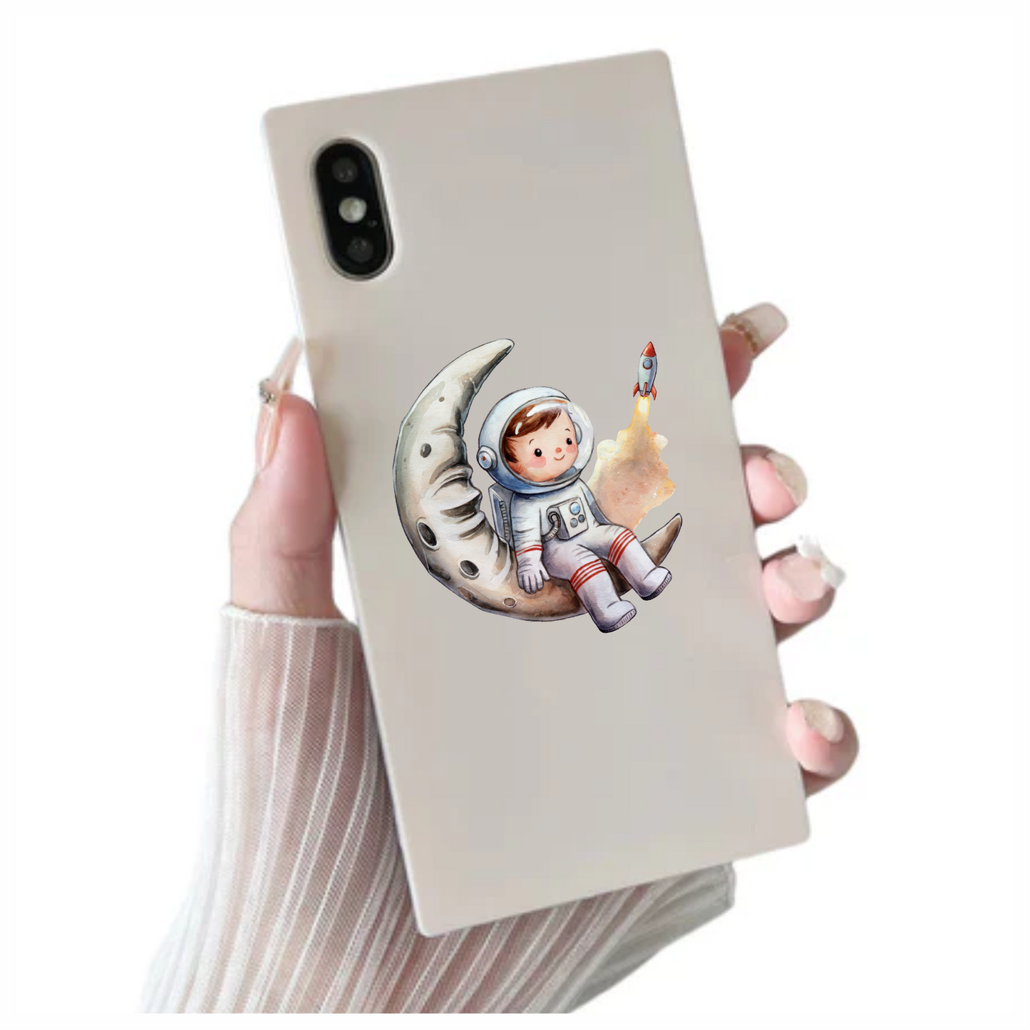 Astronaut Child Sitting On Grey Moon Vinyl Decal Sticker