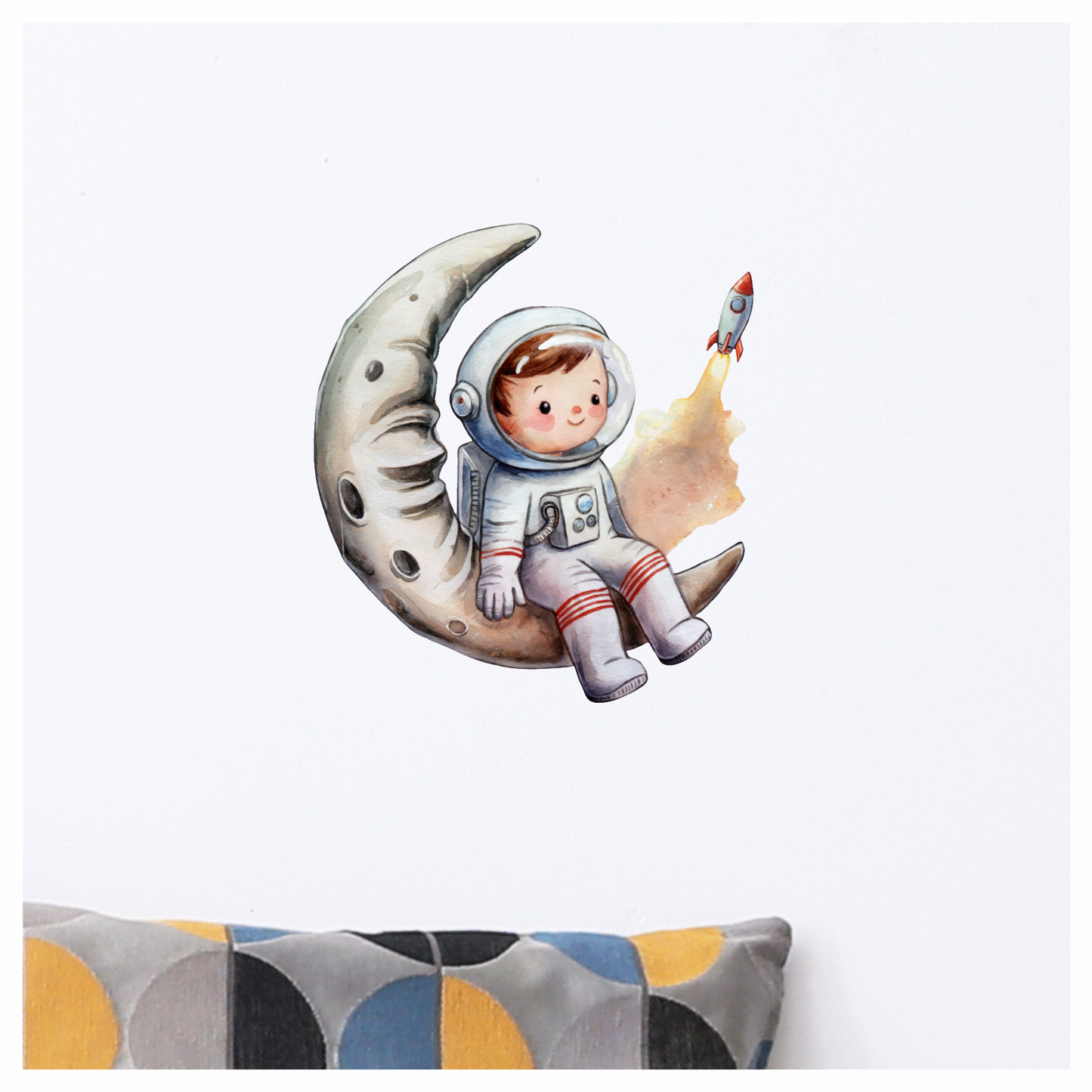 Astronaut Child Sitting On Grey Moon Vinyl Decal Sticker