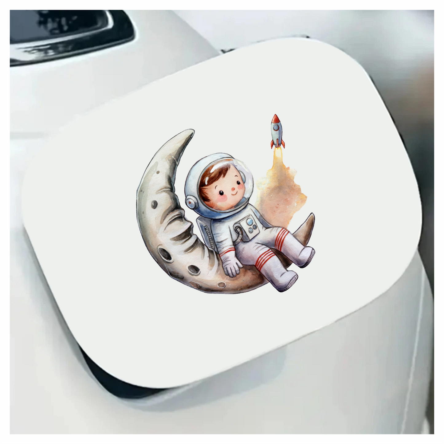 Astronaut Child Sitting On Grey Moon Vinyl Decal Sticker