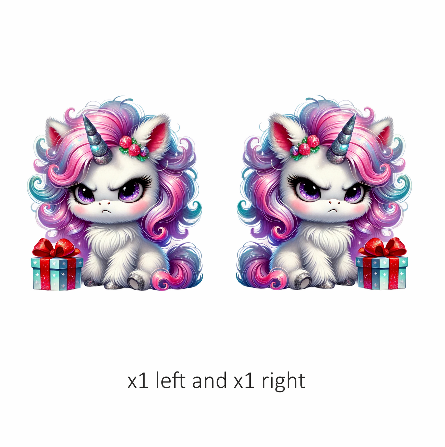 Angry Unicorn Puppy With Pink Gift Vinyl Decal Sticker