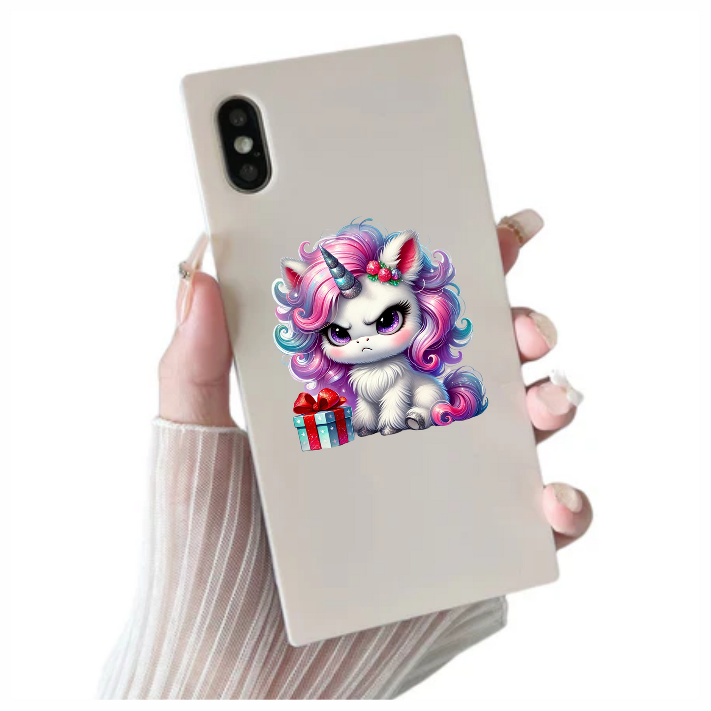 Angry Unicorn Puppy With Pink Gift Vinyl Decal Sticker