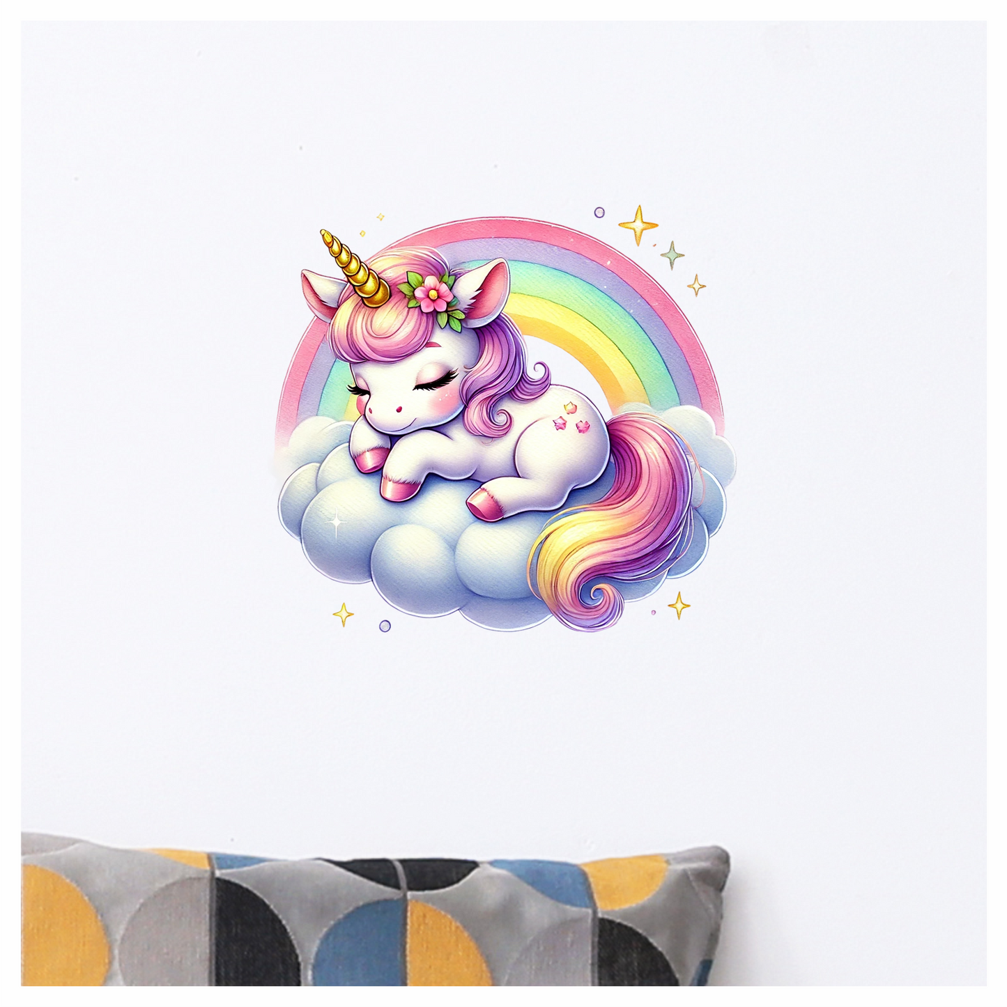 Sleeping Unicorn Pony Pink Rainbow Cloud Vinyl Decal Sticker