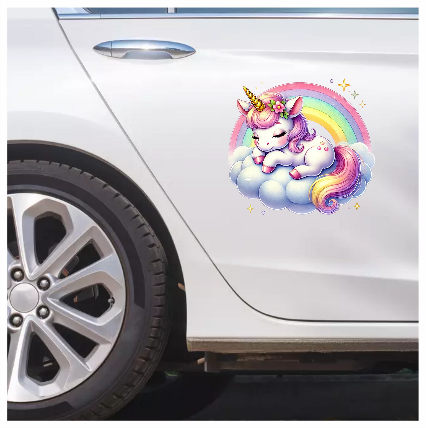 Sleeping Unicorn Pony Pink Rainbow Cloud Vinyl Decal Sticker