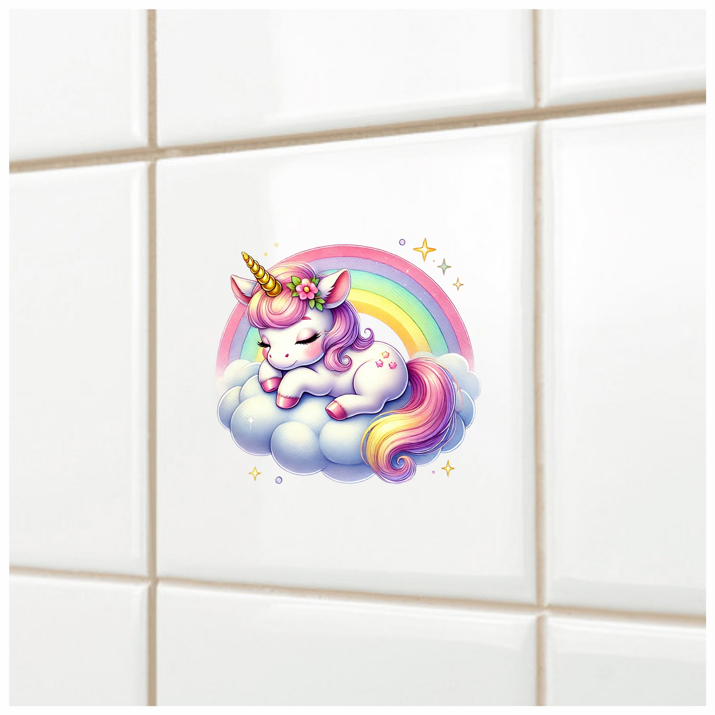 Sleeping Unicorn Pony Pink Rainbow Cloud Vinyl Decal Sticker
