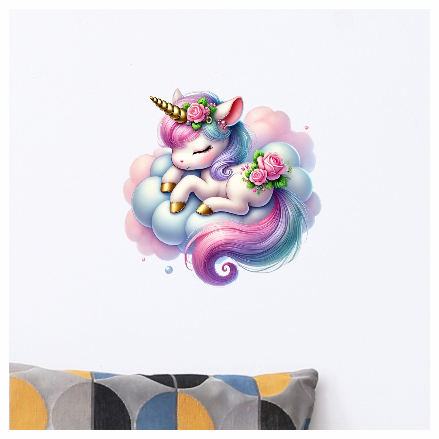 Sleeping Unicorn Pony Pink Cloud Vinyl Decal Sticker