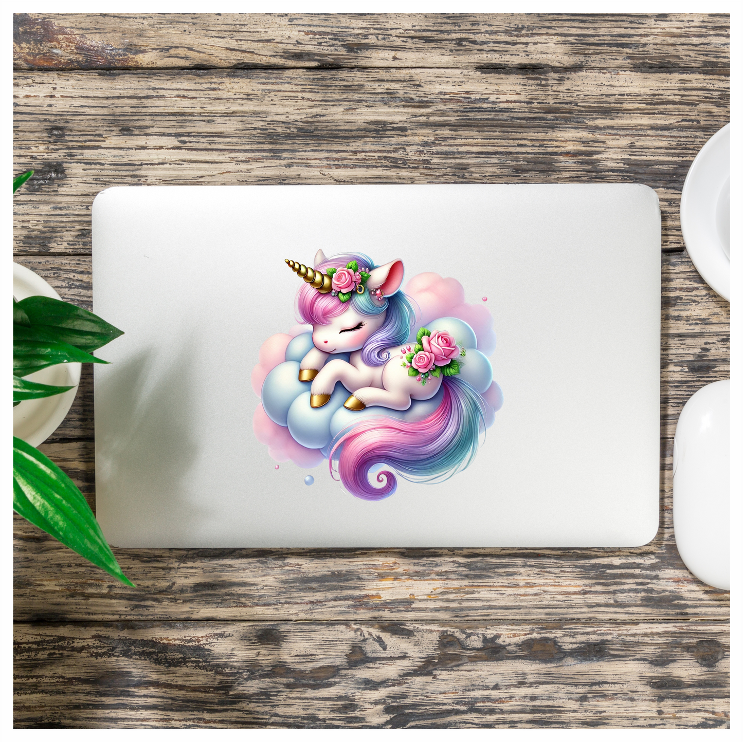 Sleeping Unicorn Pony Pink Cloud Vinyl Decal Sticker