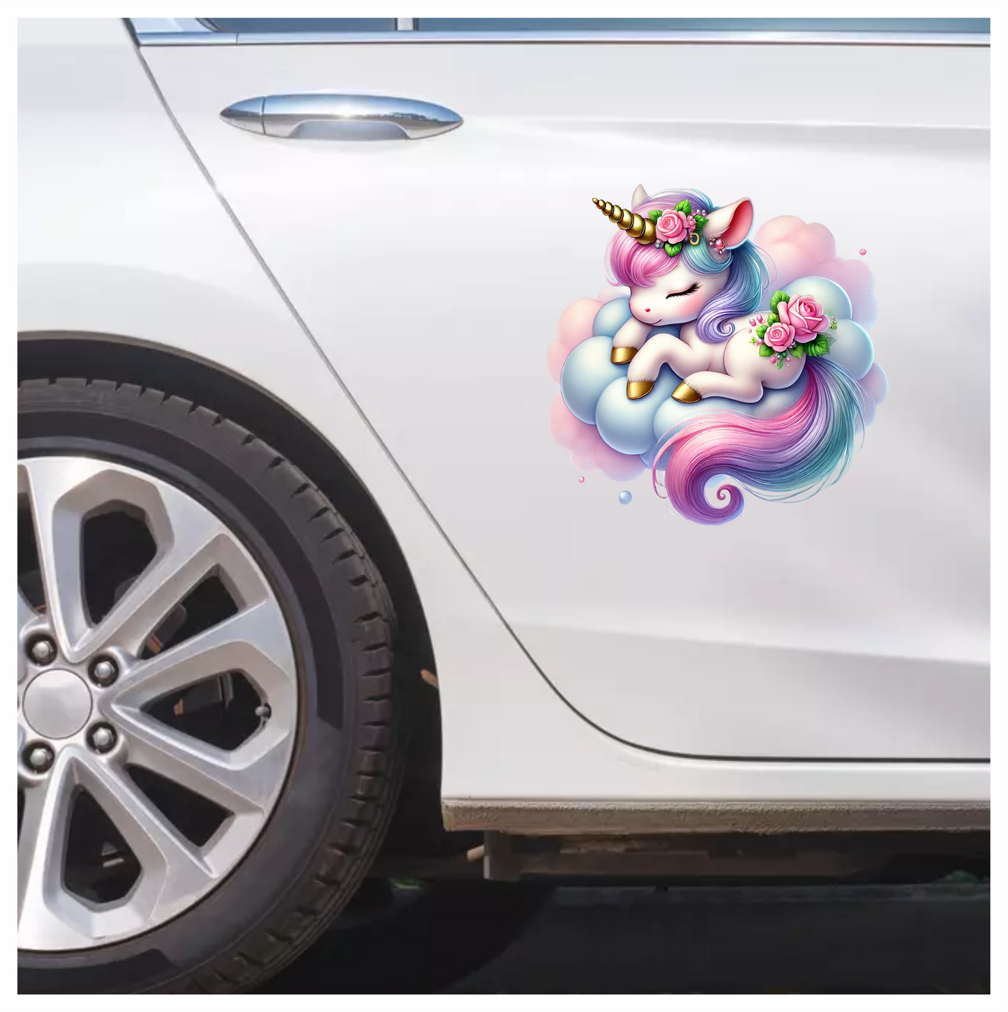 Sleeping Unicorn Pony Pink Cloud Vinyl Decal Sticker