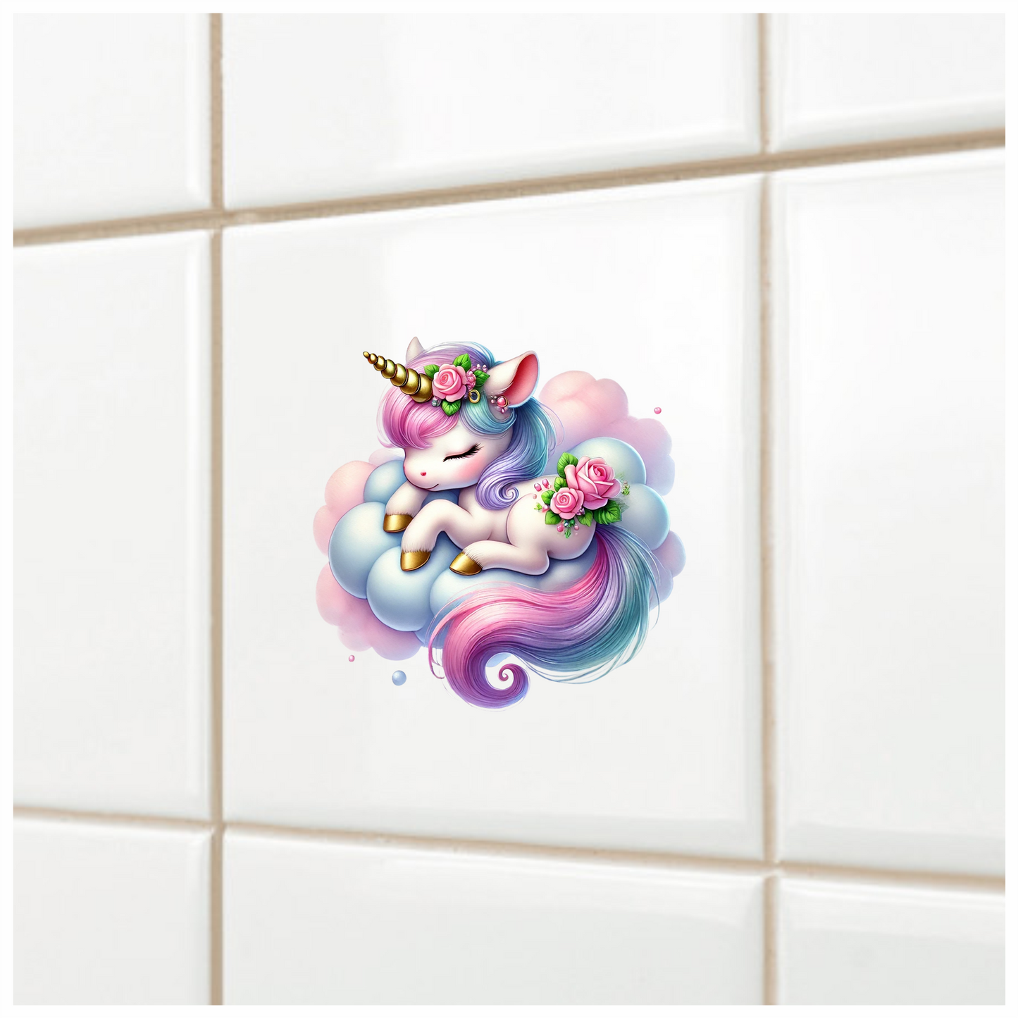 Sleeping Unicorn Pony Pink Cloud Vinyl Decal Sticker