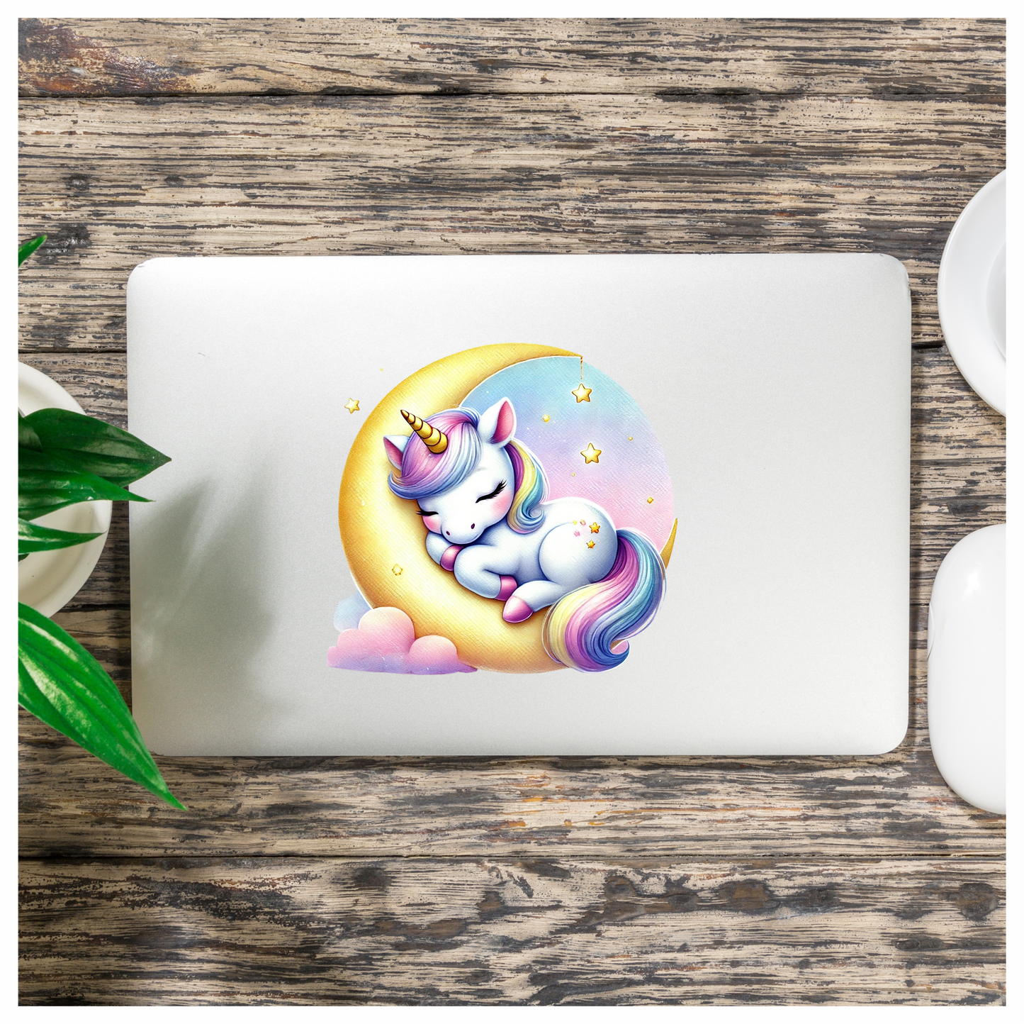 Unicorn Foal Sleeping Moon Pastel Vinyl Decal Sticker