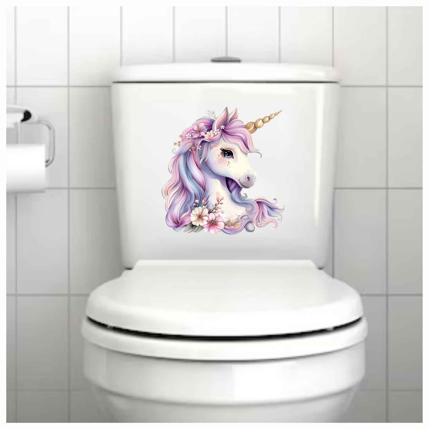 Unicorn Horse Pastel Pink Flowers Vinyl Decal Sticker