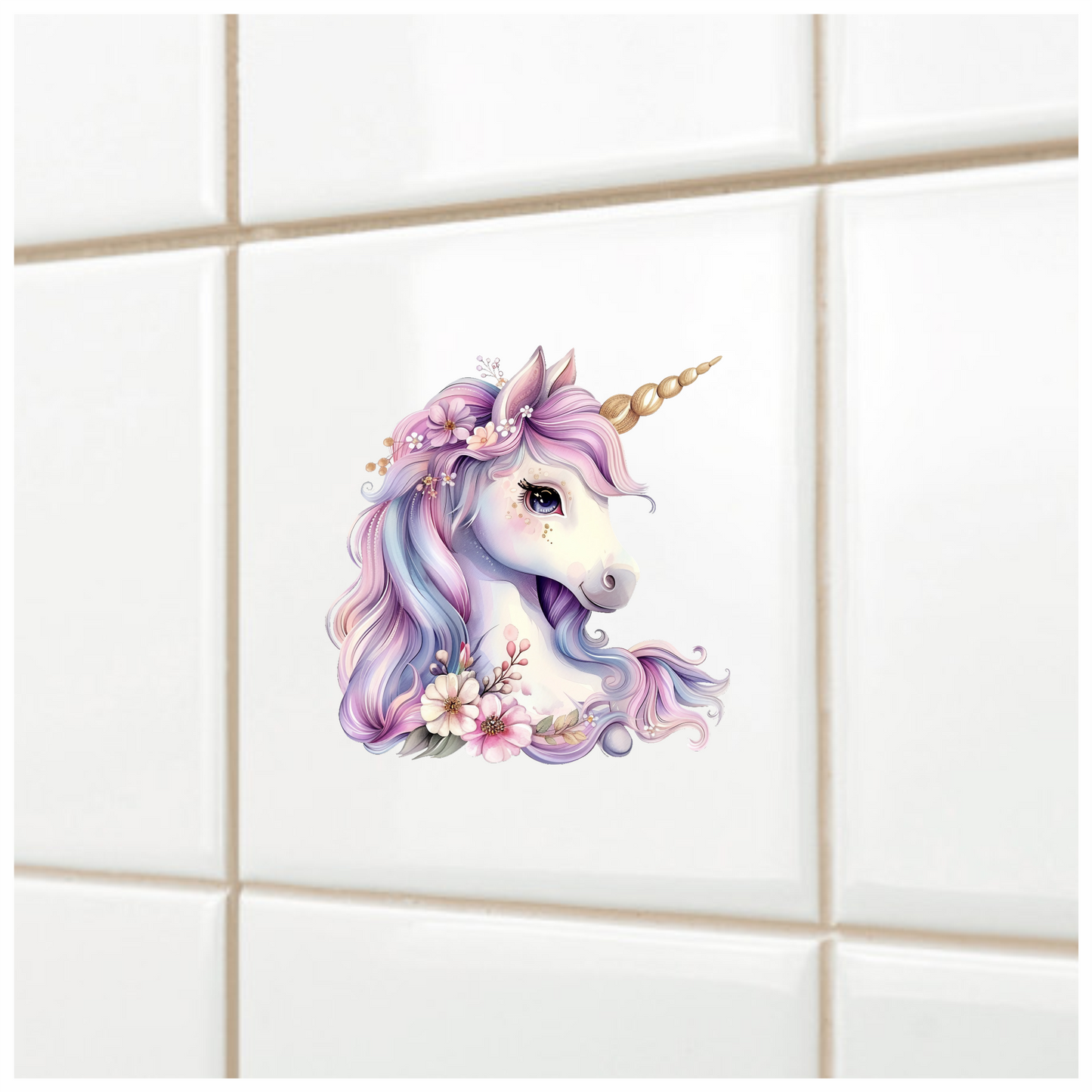 Unicorn Horse Pastel Pink Flowers Vinyl Decal Sticker