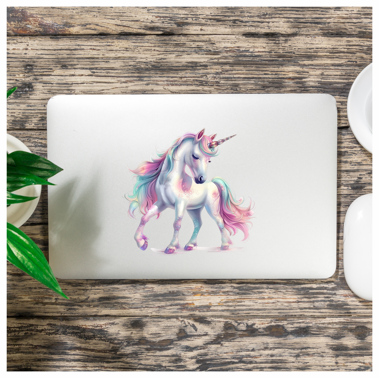 Graceful Unicorn Horse Pastel Pink Vinyl Decal Sticker