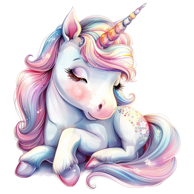 Colorful unicorn with a rainbow mane and tail on a white background vinyl sticker
