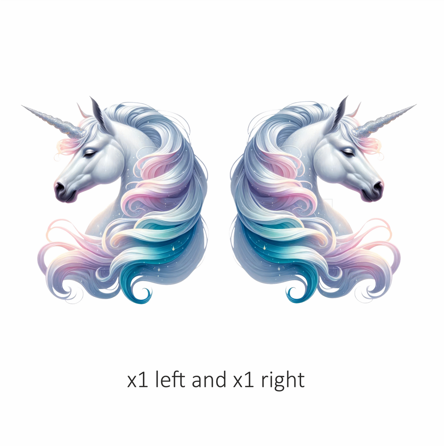 White Horse Unicorn Pastel Mane Blue Vinyl Decal Sticker