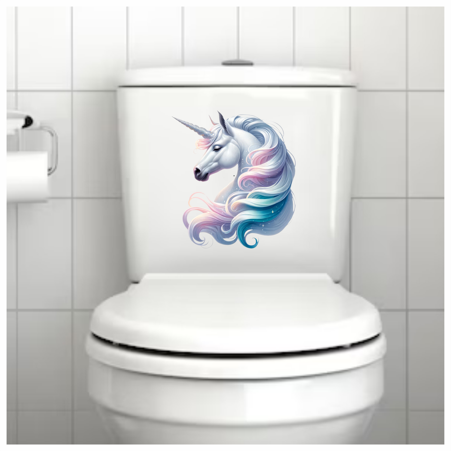 White Horse Unicorn Pastel Mane Blue Vinyl Decal Sticker
