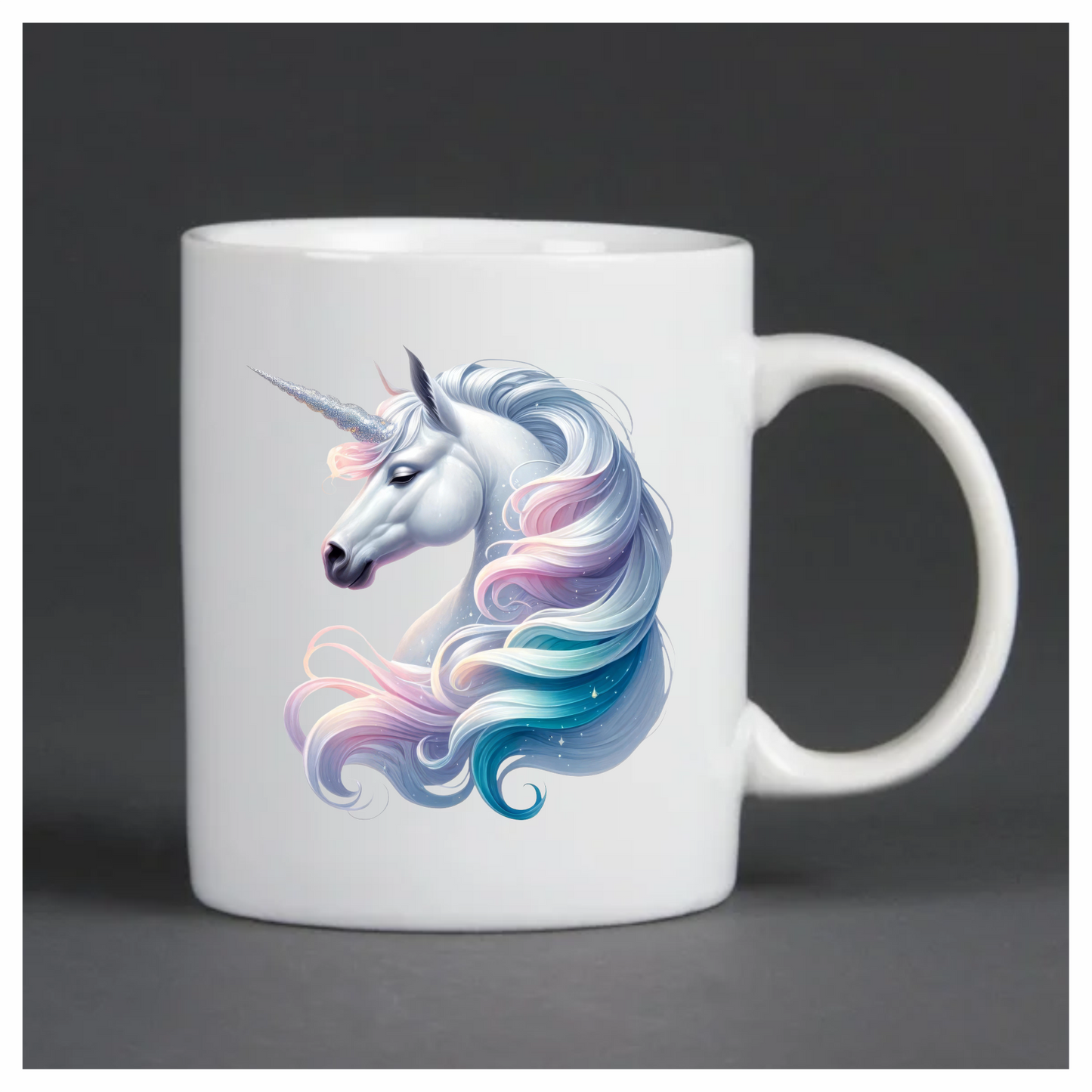 White Horse Unicorn Pastel Mane Blue Vinyl Decal Sticker