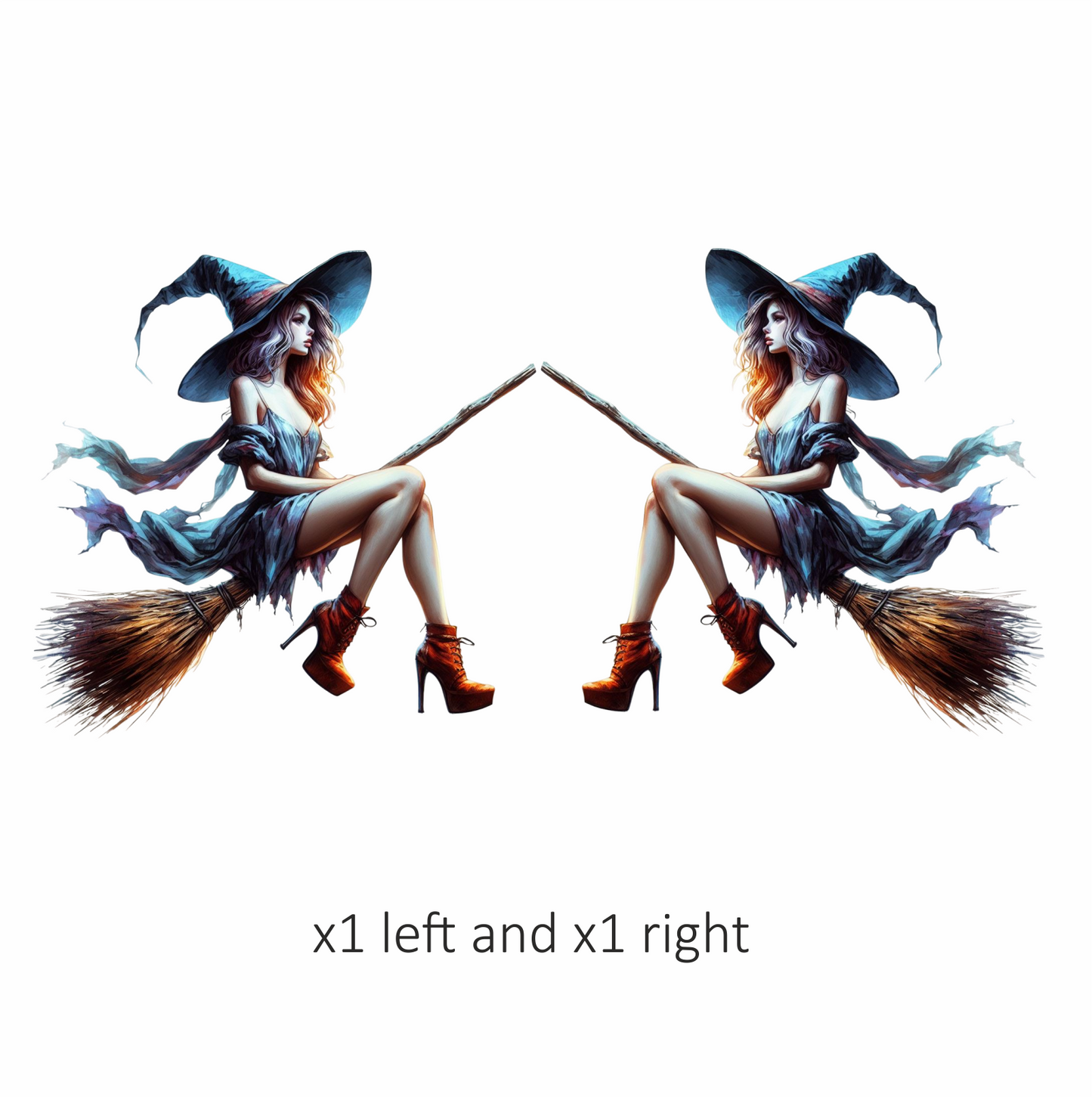 Fashionable WItch on Broom Vinyl Wall Sticker