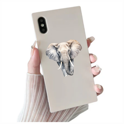 Grey African Elephant With Tusks And Large Ears Vinyl Decal Sticker