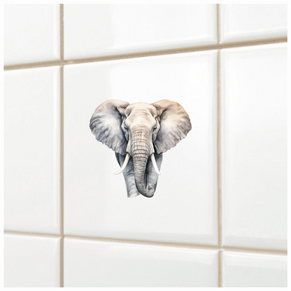 Grey African Elephant With Tusks And Large Ears Vinyl Decal Sticker