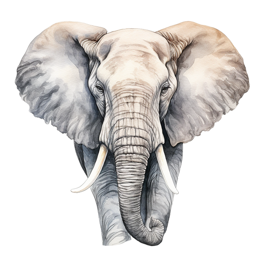 Grey African Elephant With Tusks And Large Ears Vinyl Decal Sticker