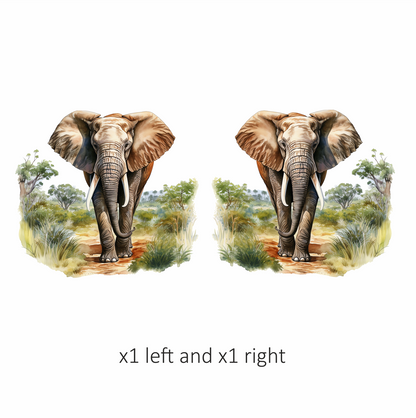 African Elephant Brown Grey Tusks Tall Wild Grassland Vinyl Decal Sticker