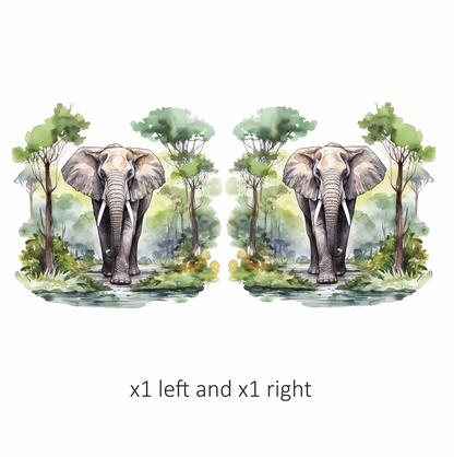 African Ashen Elephant Amidst Abundant Azure Arbor Vinyl Decal Sticker