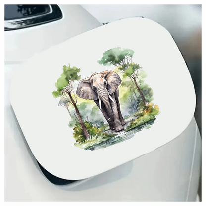 African Ashen Elephant Amidst Abundant Azure Arbor Vinyl Decal Sticker