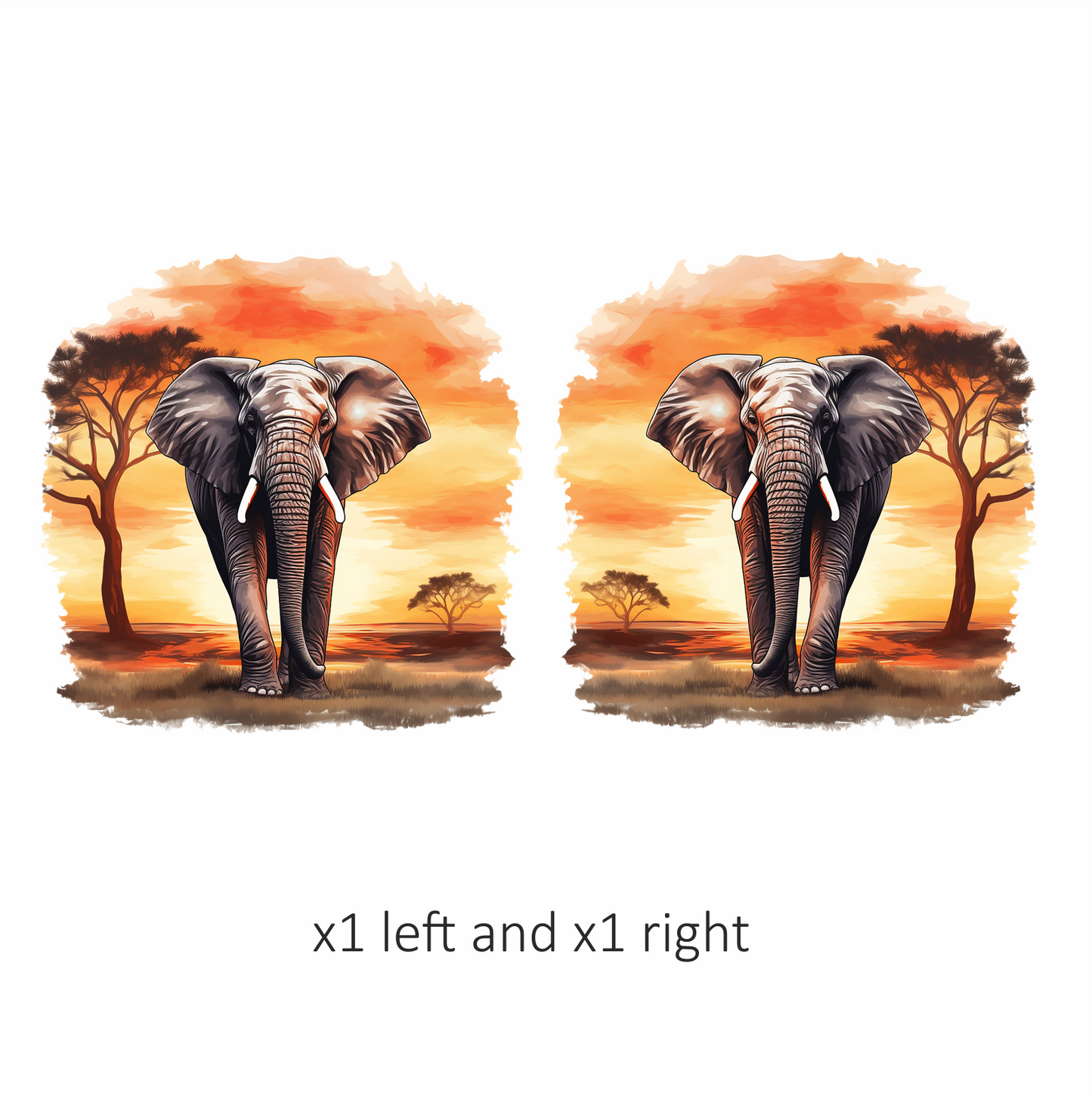 African Elephant Sunset Orange Landscape Vinyl Decal Sticker