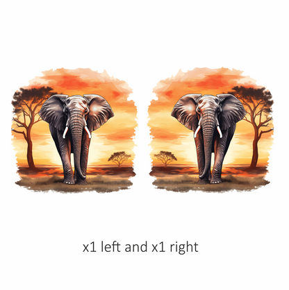 African Elephant Sunset Orange Landscape Vinyl Decal Sticker