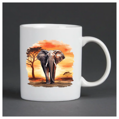 African Elephant Sunset Orange Landscape Vinyl Decal Sticker