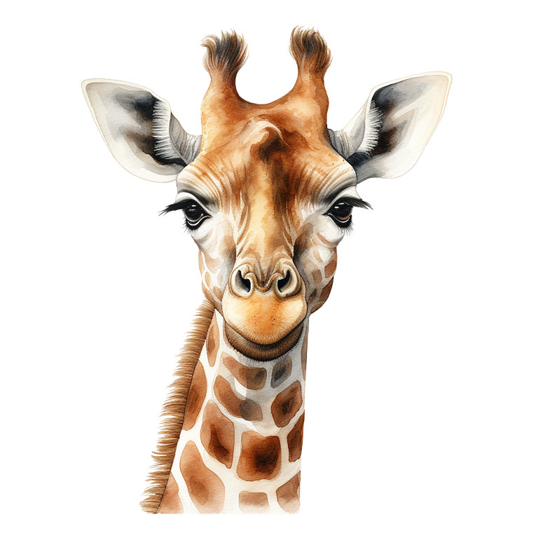 Illustration of a giraffe's head on a white background vinyl sticker.