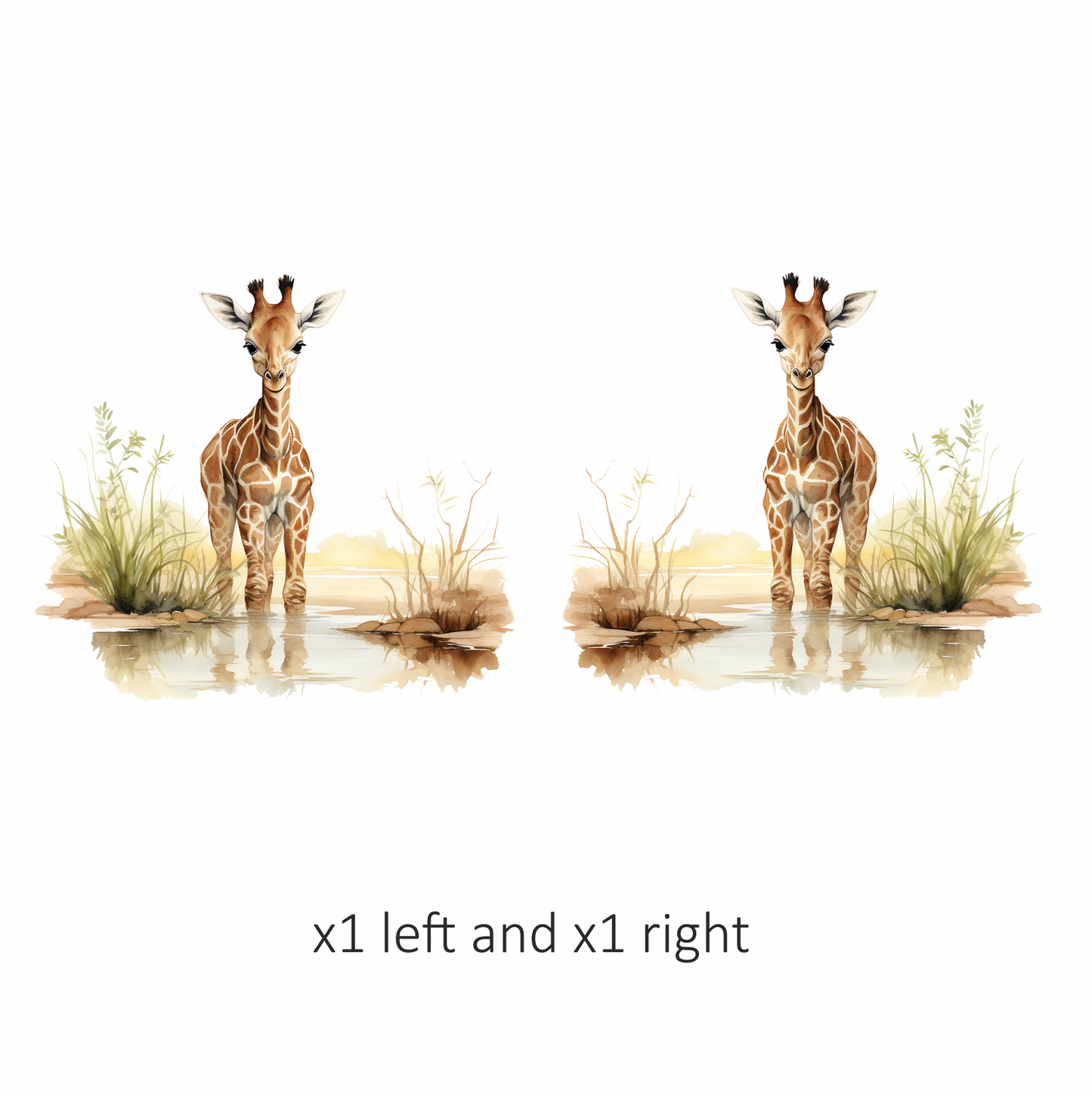 Brown Baby Giraffe Water Reflection Vinyl Sticker Decal