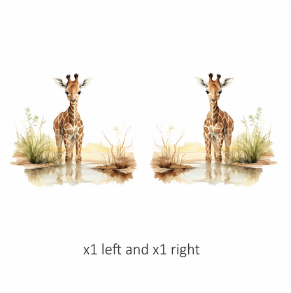 Brown Baby Giraffe Water Reflection Vinyl Sticker Decal