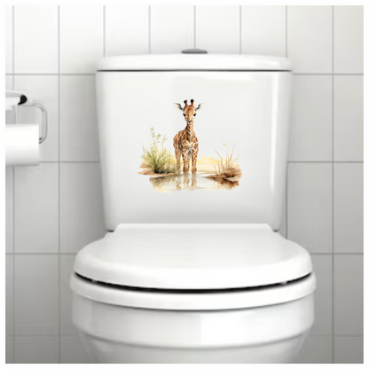 Brown Baby Giraffe Water Reflection Vinyl Sticker Decal