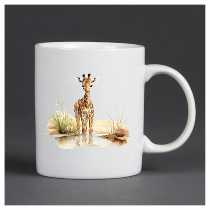 Brown Baby Giraffe Water Reflection Vinyl Sticker Decal
