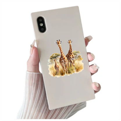 Giraffe Family Safari Brown Vinyl Decal Sticker