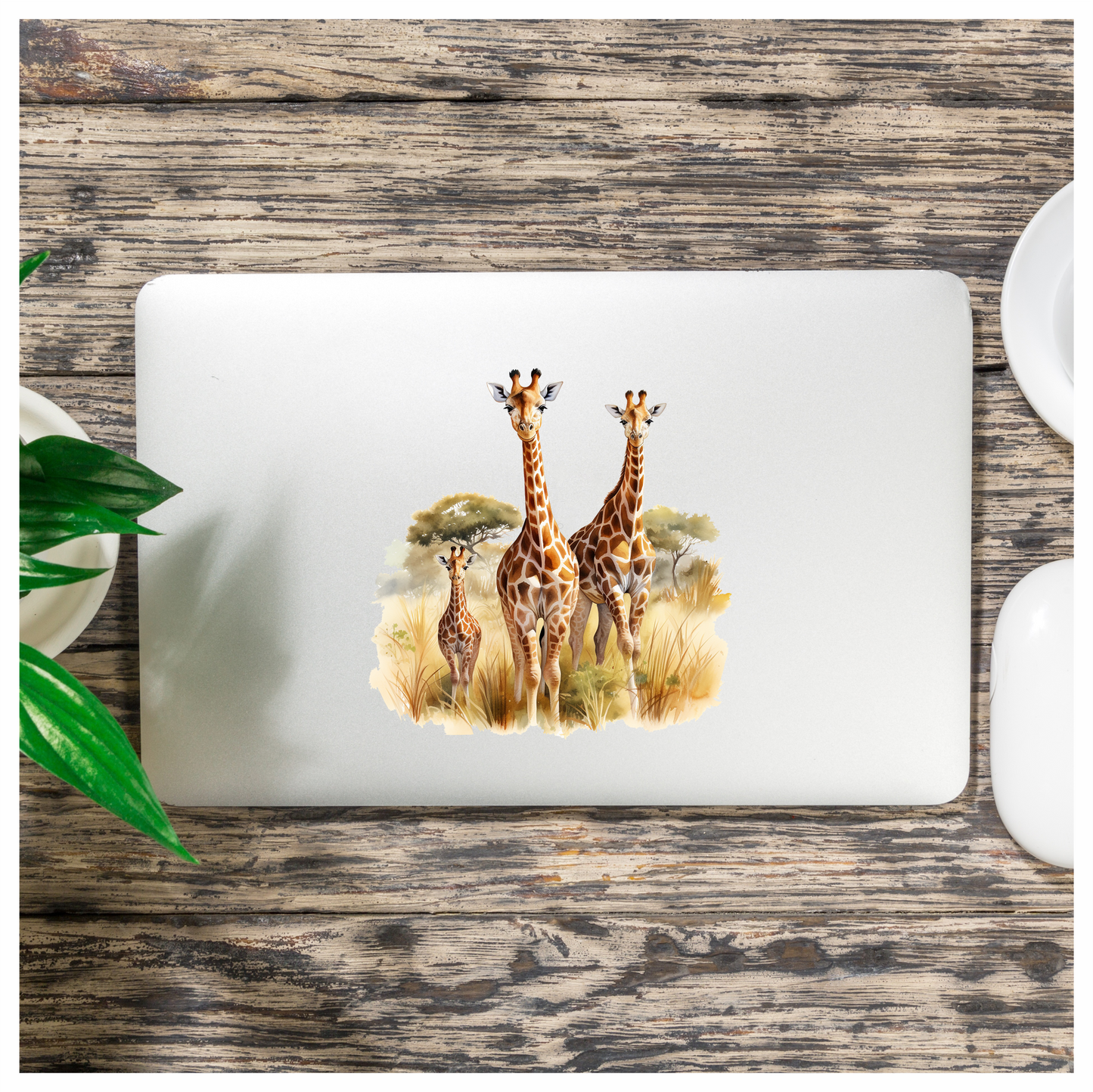 Giraffe Family Safari Brown Vinyl Decal Sticker