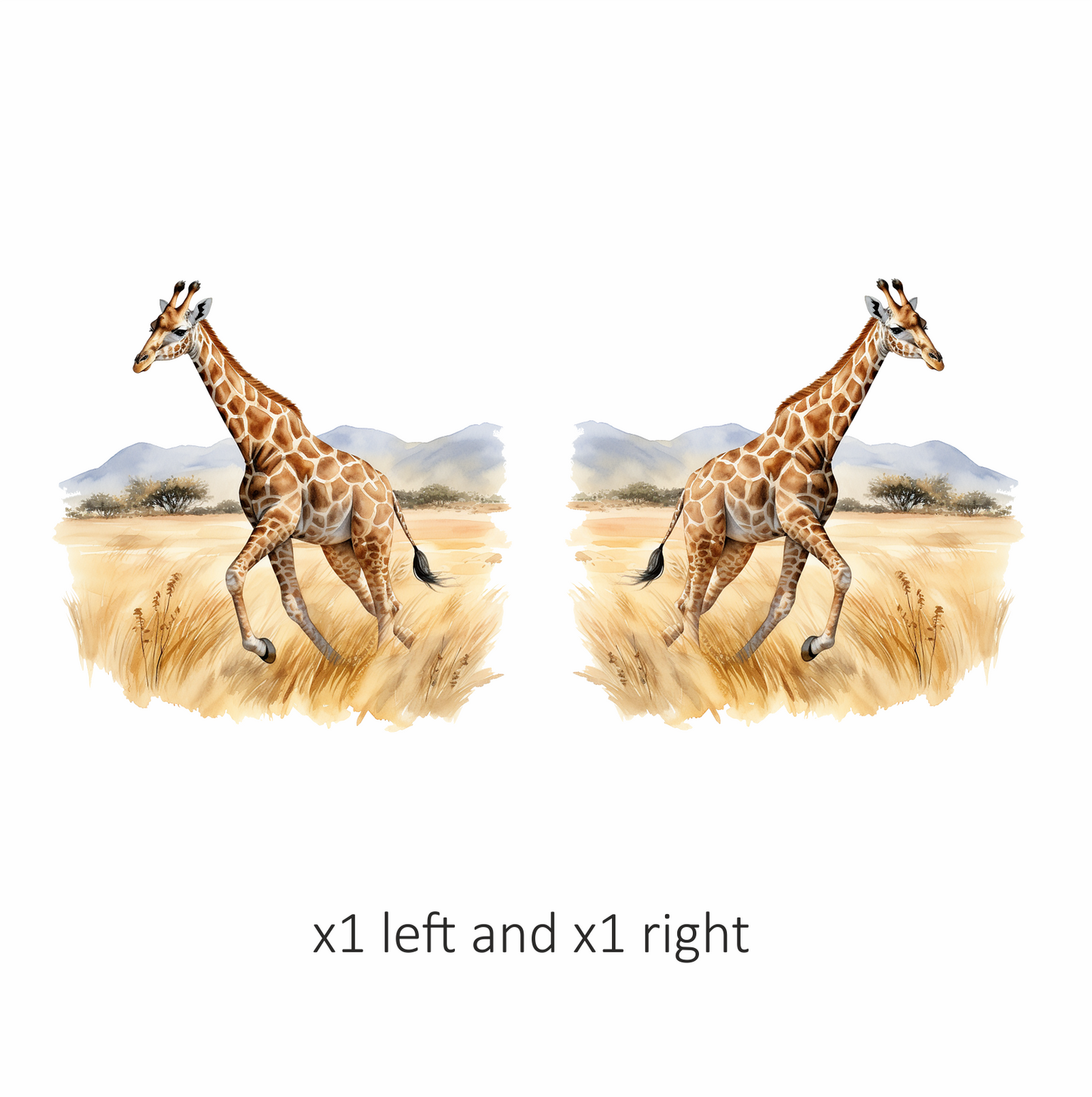 Running Brown Giraffe Across Grassland Vinyl Decal Sticker