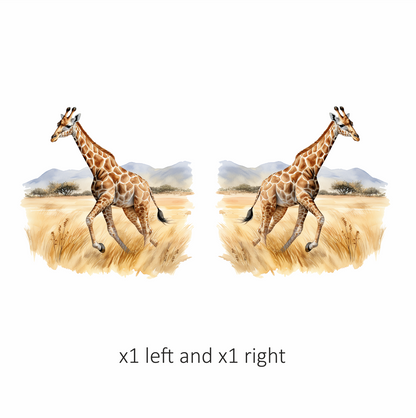 Running Brown Giraffe Across Grassland Vinyl Decal Sticker