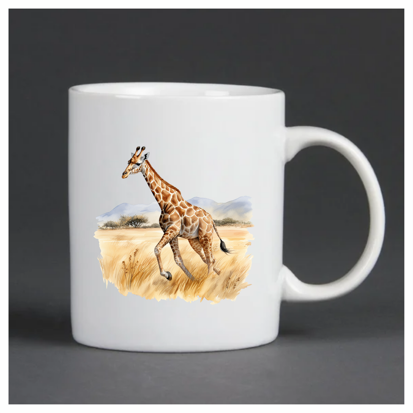 Running Brown Giraffe Across Grassland Vinyl Decal Sticker