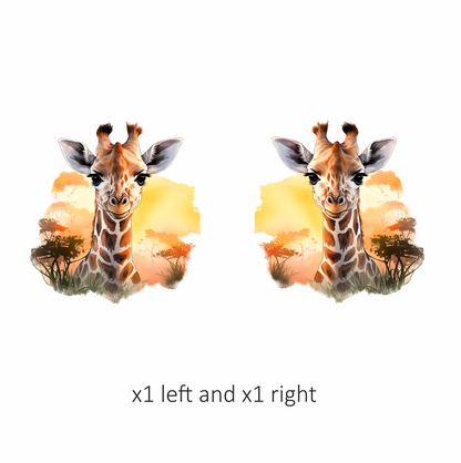 Giraffe Calf Brown Savannah Trees Sunset Vinyl Decal Sticker