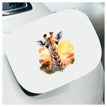 Giraffe Calf Brown Savannah Trees Sunset Vinyl Decal Sticker