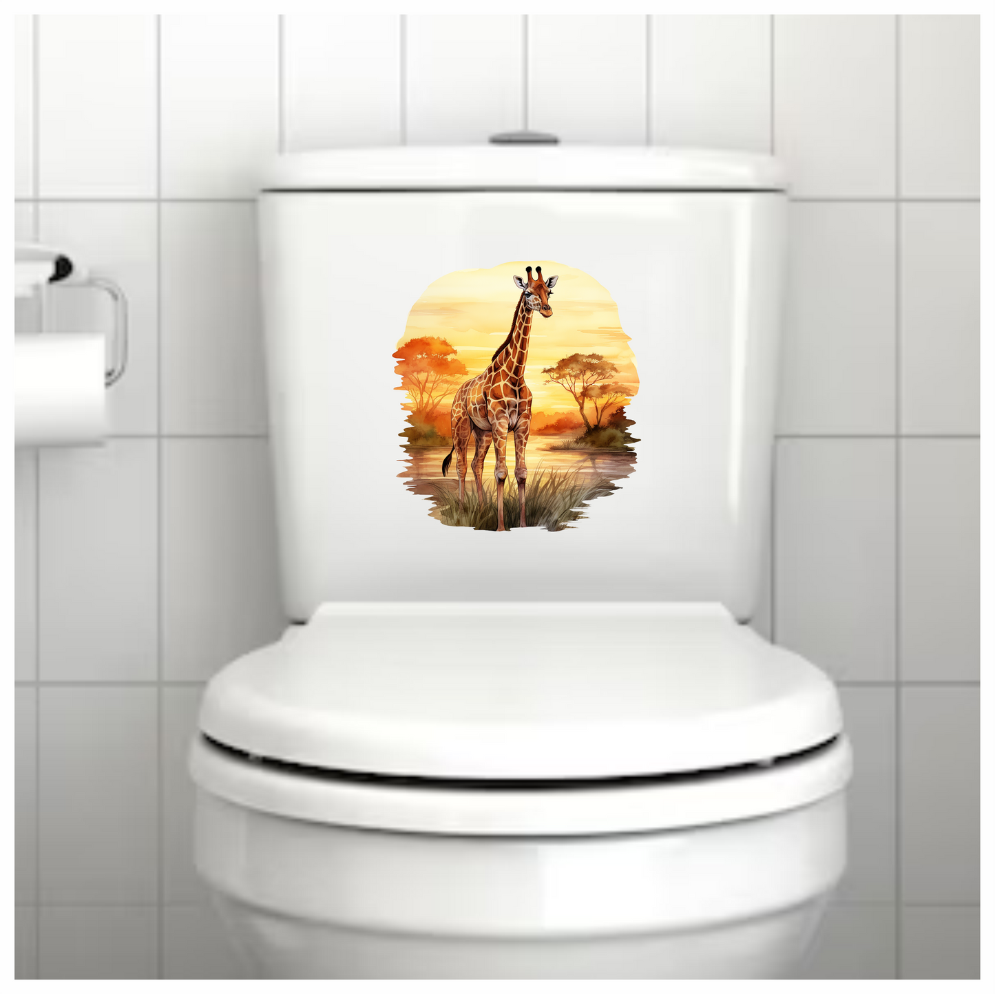 Giraffe Standing Orange Sunset Savannah Vinyl Decal Sticker