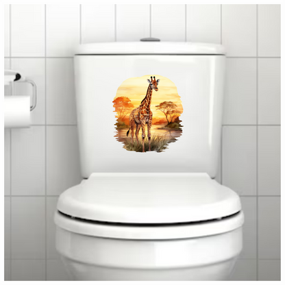 Giraffe Standing Orange Sunset Savannah Vinyl Decal Sticker