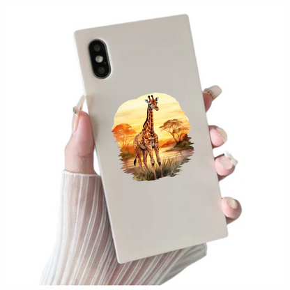 Giraffe Standing Orange Sunset Savannah Vinyl Decal Sticker