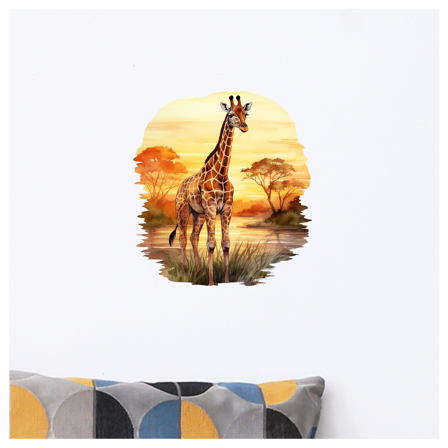 Giraffe Standing Orange Sunset Savannah Vinyl Decal Sticker
