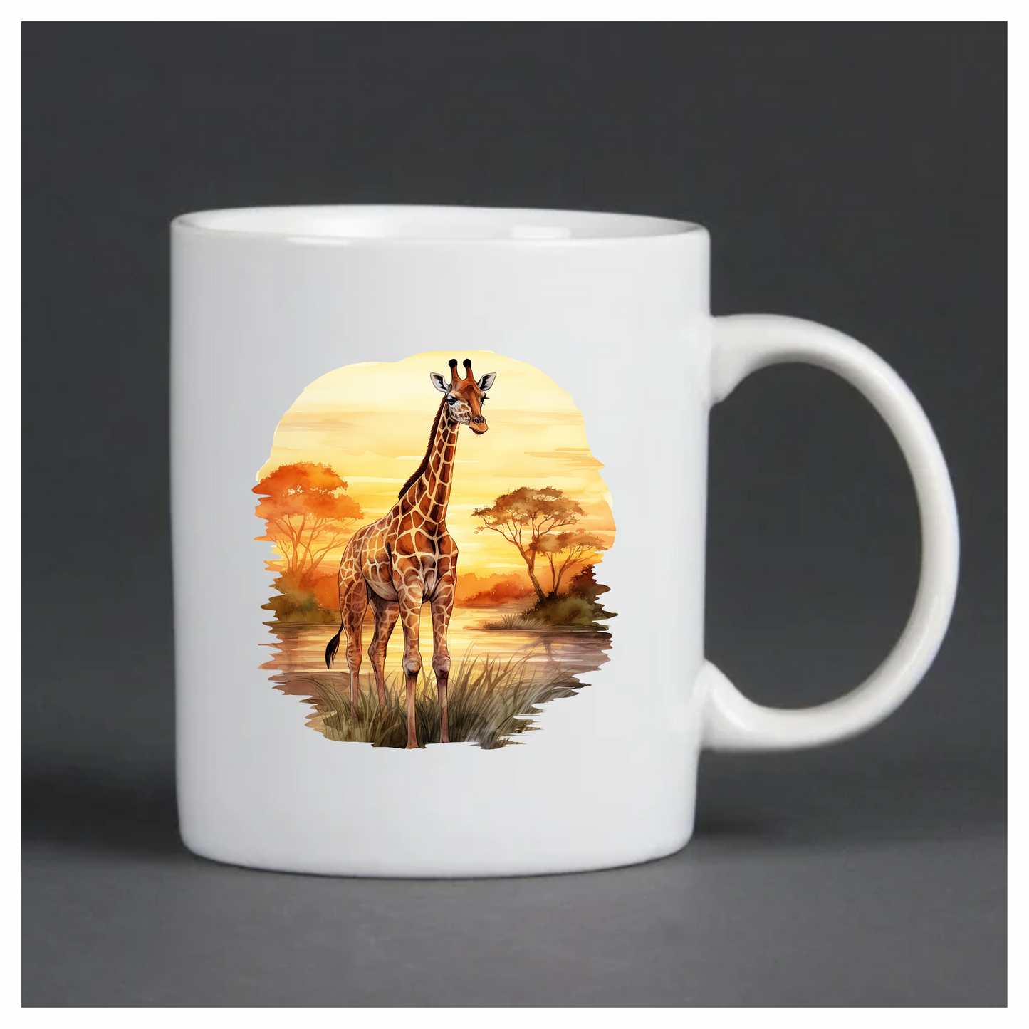 Giraffe Standing Orange Sunset Savannah Vinyl Decal Sticker