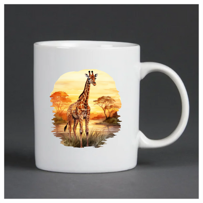 Giraffe Standing Orange Sunset Savannah Vinyl Decal Sticker