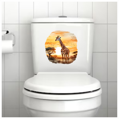 Giraffe Breed Standing In Orange Sunset Vinyl Decal Sticker