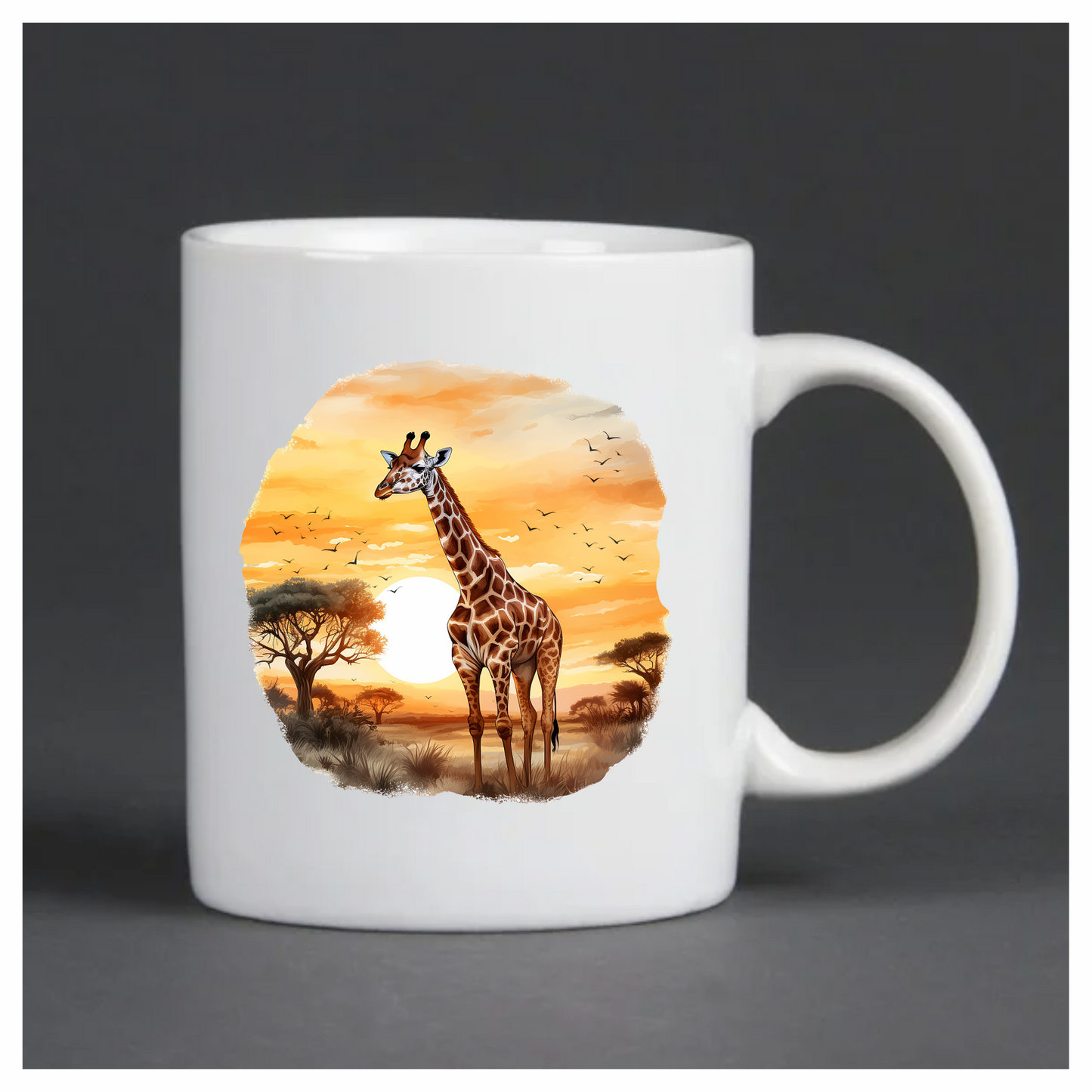 Giraffe Breed Standing In Orange Sunset Vinyl Decal Sticker